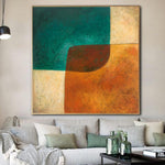 Abstract Painting On Canvas Minimalist Wall Art Green Artwork Heavy Textured Wall Art 32x32 Art Abstract Shape Art for Living Room | SPRING MEETS FALL