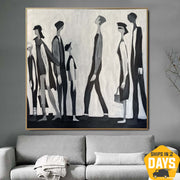 Abstract Figurative Paintings On Canvas Original Humans Painting Black And White Minimalist Painting Wall Decor | QUEUE 46"x46"