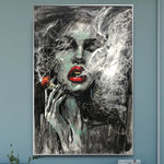 كبير الأصلي مجردة النفط اللوحة التدخين امرأة جدار الفن على قماش مثير امرأة اللوحة مجردة جدار الفن | THE SMOKE