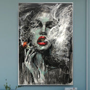 Large Original Abstract Oil Painting Smoking Woman Wall Art On Canvas Sexy Woman Painting Abstract Wall Art | THE SMOKE - Trend Gallery Art | Original Abstract Paintings