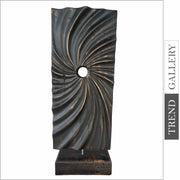 Original Vertical Wood Sculpture Creative Ribbed Desktop Art Abstract Wood Table Figurine | TRANSFERENCE 22.5"x4.8" - Trend Gallery Art | Original Abstract Paintings