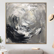 Extra Large Wall Art Gray Painting Silver Painting Expressionist Art Black And White Painting On Canvas Acrylic Painting Wall Decoration | VORTEX