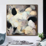 Original Beige Paintings On Canvas Black And White Abstract Fine Art Modern Textured Painting Original Oil Handmade Art Wall Decor | BLURRED DREAMS