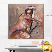 Abstract Figurative Painting Large Post Expressionist Paintings On Canvas Edgar Degas Woman Art Original Sexy Artwork | POSE 46"x46"