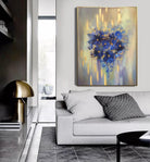 Extra Large Colorful Flowers Painting Very Peri Romantic Wall Art Abstract Painting Hotel Art | FLOWER HEART - Trend Gallery Art | Original Abstract Paintings