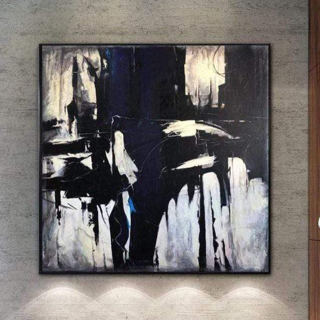 Oversized Canvas Wall Art Painting Black And White Black Art Canvas Original Painting On Canvas | ELEVATED CITY - Trend Gallery Art | Original Abstract Paintings