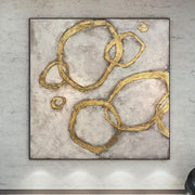 لوحة تجريدية أصلية كبيرة على قماش أوراق الذهب الإبداعية الجميلة الفن الغني الملمس النفط اللوحة الحديثة جدار الفن | GOLDEN TWIST