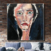 Extra Large Abstract Face Oil Paintings On Canvas Modern Fine Art Women Art Wall Decor | WOMAN WITH RED LIPS