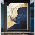لوحة زرقاء مجردة لوحات الغيوم على قماش محكم جدار الفن المعاصر ديكور الحائط | BLUE COILS