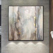 Abstract Paintings On Canvas Original Gray Painting Original Gold Leaf Painting | SPRING THAW - Trend Gallery Art | Original Abstract Paintings