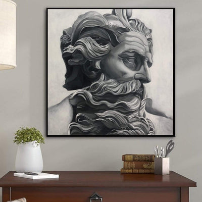 Extra Large Abstract Zeus Face Oil Painting Gray Painting Modern Greek ...