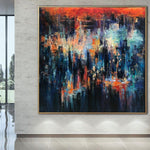 Large Paintings Night City Original Abstract Painting Wall Art Abstract Painting On Canvas Original Textured Art Living Room Wall Art | NIGHT CITY