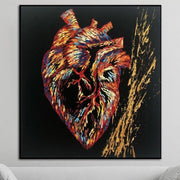 Abstract Heart Paintings On Canvas Black Background Impasto Oil Painting Medical Art Clinic Decor Modern Artwork Doctor Office Decor | LIFE SOURCE