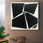 Original Abstract Painting Modern Geometric Wall Art Minimalist Oil Painting Black and White Painting Textured Wall Art for Living Room | BROKEN GLASS