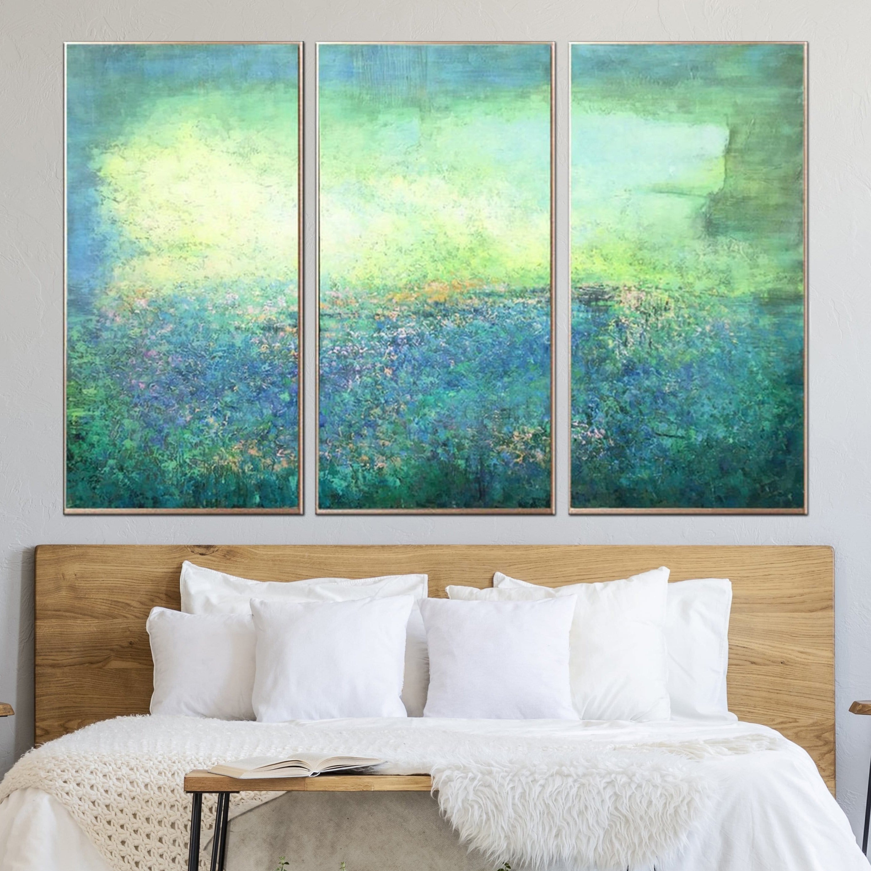 Green Abstract Painting Large Canvas Wall Art Blue Abstract Painting | TURQUOISE MEADOW - Trend Gallery Art | Original Abstract Paintings