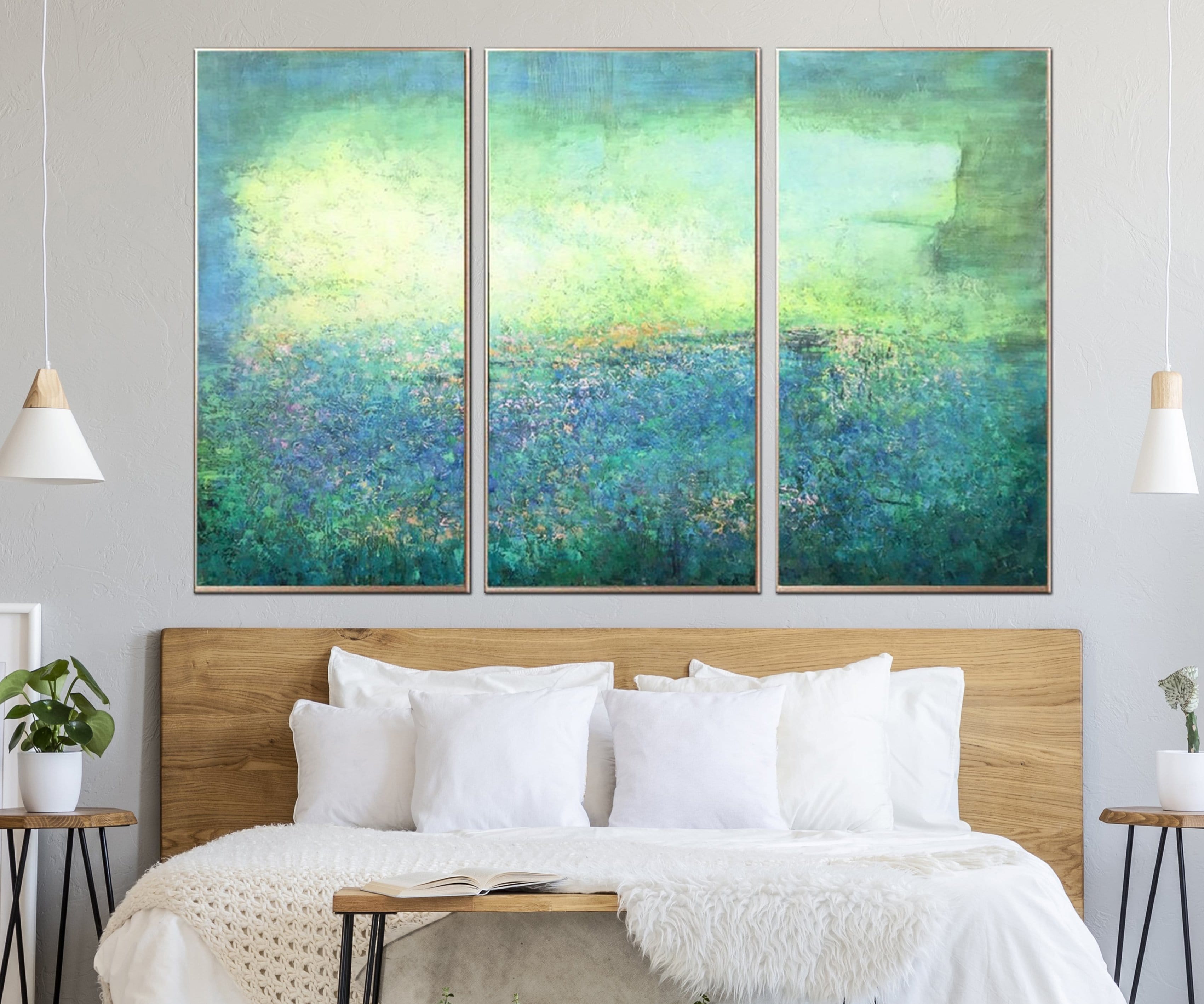 Green Abstract Painting Large Canvas Wall Art Blue Abstract Painting | TURQUOISE MEADOW - Trend Gallery Art | Original Abstract Paintings