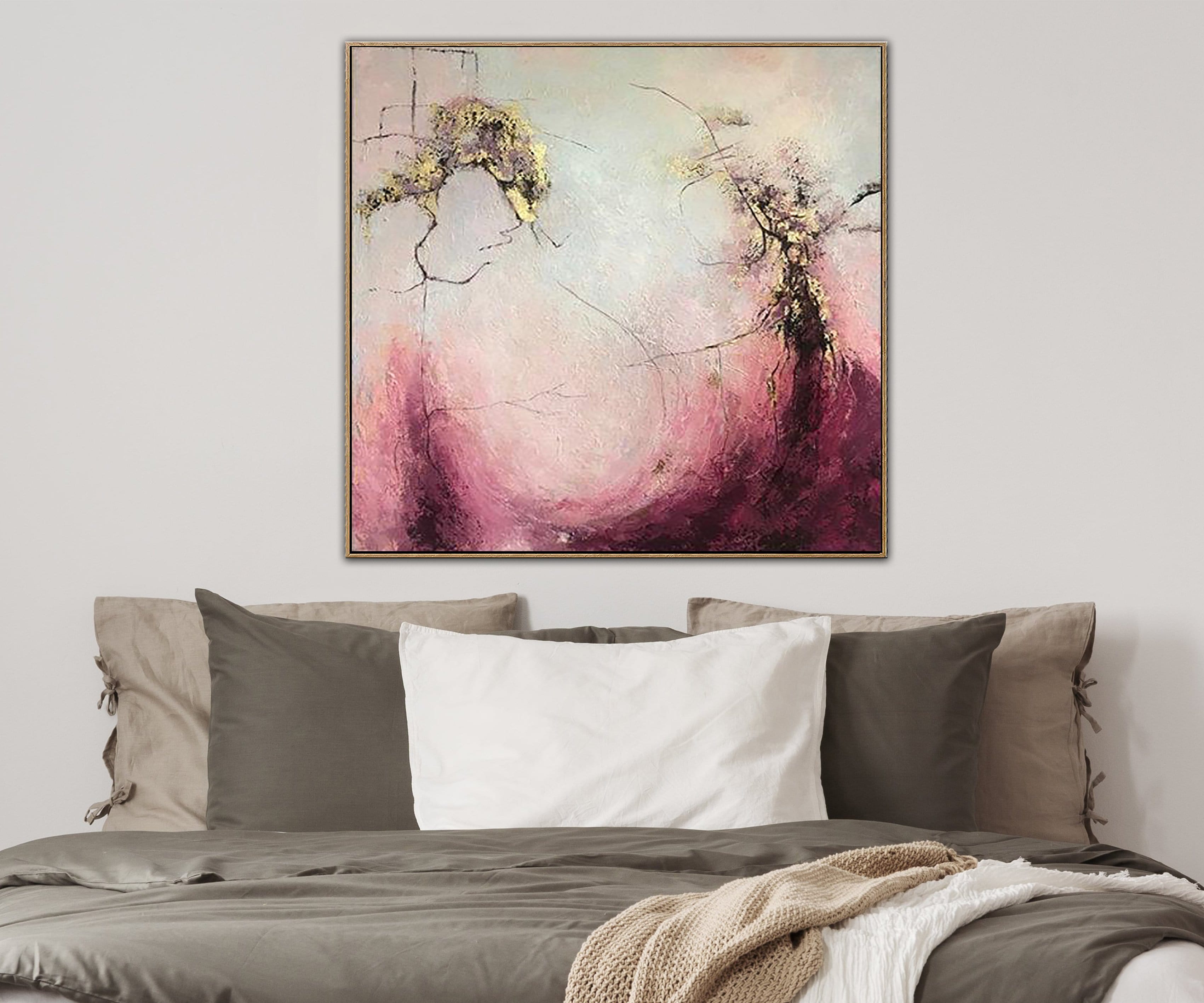 Abstract Acrylic Paintings On Canvas Gold Leaf Painting Blush Original Large Art Unique Abstract Artwork Wall Artwork | SOMEWHERE IN THE HEAVEN - Trend Gallery Art | Original Abstract Paintings