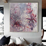 لوحات زهور تجريدية أصلية كبيرة جدًا على قماش من الأكريليك الوردي لوحة فنية حديثة لطلاء جدار الحضانة | FLOWERS BLOOM