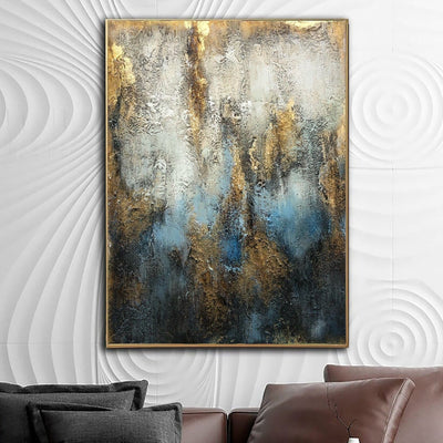 Abstract Painting on Canvas Gold Leaf Wall Art Heavy Textured Artwork ...