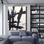 Original Oil Abstract Black And White Painting Textured Wall Art Franz Kline style | THE MIND'S POWER
