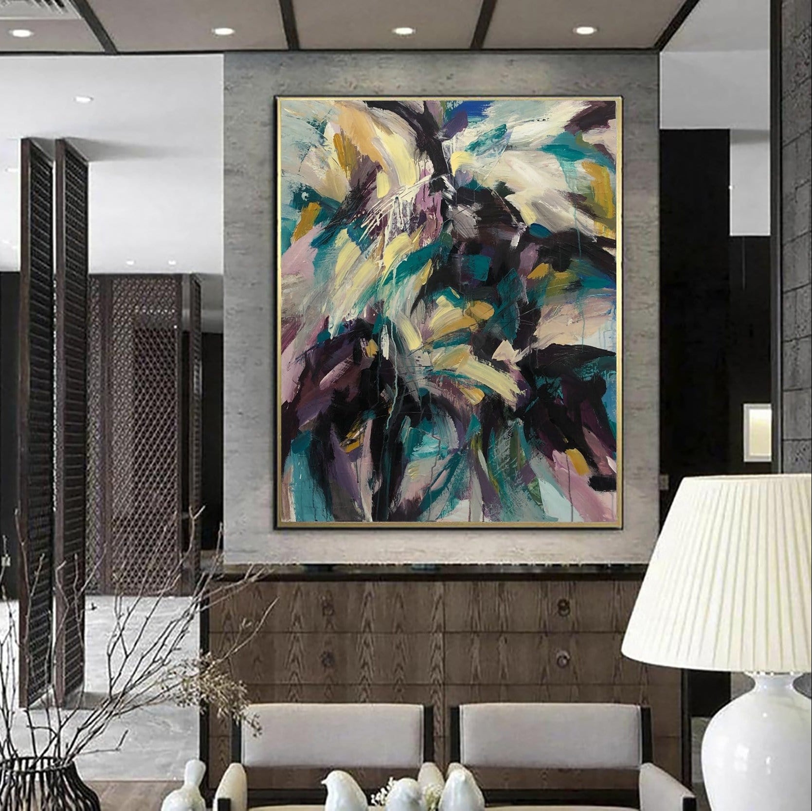 Large Abstract Painting Canvas Colorful Modern Artwork Contemporary Wall Art Decor | COLOR BALANCE - Trend Gallery Art | Original Abstract Paintings