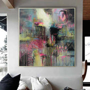 مجردة التعبيرية اللوحة قماش الوردي اللوحة الحديثة الفنون الجميلة الاكريليك الفني جدارية اللوحة المعاصرة جدار الفن محكم الفن | PINK HEAVEN