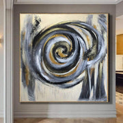 Large Abstract Circle Paintings On Canvas Beige Wall Art Modern Wall Decor | MAELSTROM OF ERAS