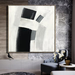 Modern Black and White Painting Canvas Minimalist Wall Art Abstract Expressionism Art Abstract Shapes Art Brush Strokes Painting | SILENT SHAPES