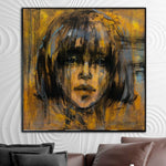 Abstract Portrait Painting Canvas Figurative Wall Art Woman Face Artwork Customized Painting 32x32 Art Giant Wall Art Decor | YOUNG GIRL
