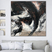 Original Abstract Black And White Paintings On Canvas Modern 50x50 Minimalist Wall Art Textured Painting Hand Painted Artwork Wall Decor | HURRICANE