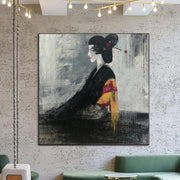 Abstract Geisha Paintings On Canvas Japanese Art Figurative Painting Original Acrylic Wall Art Geisha Portrait | GEISHA