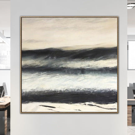 Acrylic Painting On Canvas Original Large Abstract Canvas Art Black And White Oil Painting | STORM WEATHER