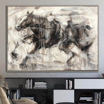 لوحة تجريدية للخيول لوحة بنية لوحة كبيرة على قماش لوحة زيتية للحصان لوحة تجريدية حديثة لعمل فني للحصان| WAY TO FREEDOM