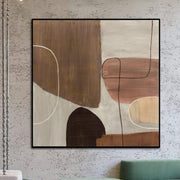 Abstract Minimalist Painting On Canvas In Beige And Brown Colors Modern Abstract Shapes Art Textured Oil Painting Hand Painted Art | SHAPES PUZZLE