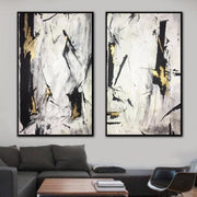 Oil Paint Canvas Set Abstract Art Set Of 2 Black White Abstract Painting Office Decor Minimal Art Texture Painting | POTENTIAL GROWTH - Trend Gallery Art | Original Abstract Paintings
