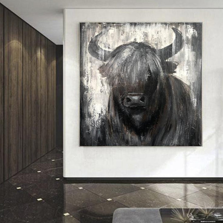 Large Abstract Bull Painting Animal Wall Art | BULL - Trend Gallery Art | Original Abstract Paintings