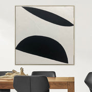 Black and white abstract wall art painting on canvas minimalist geometric fine art in custom size as modern textured wall art | GEOMETRIC ILLUSION