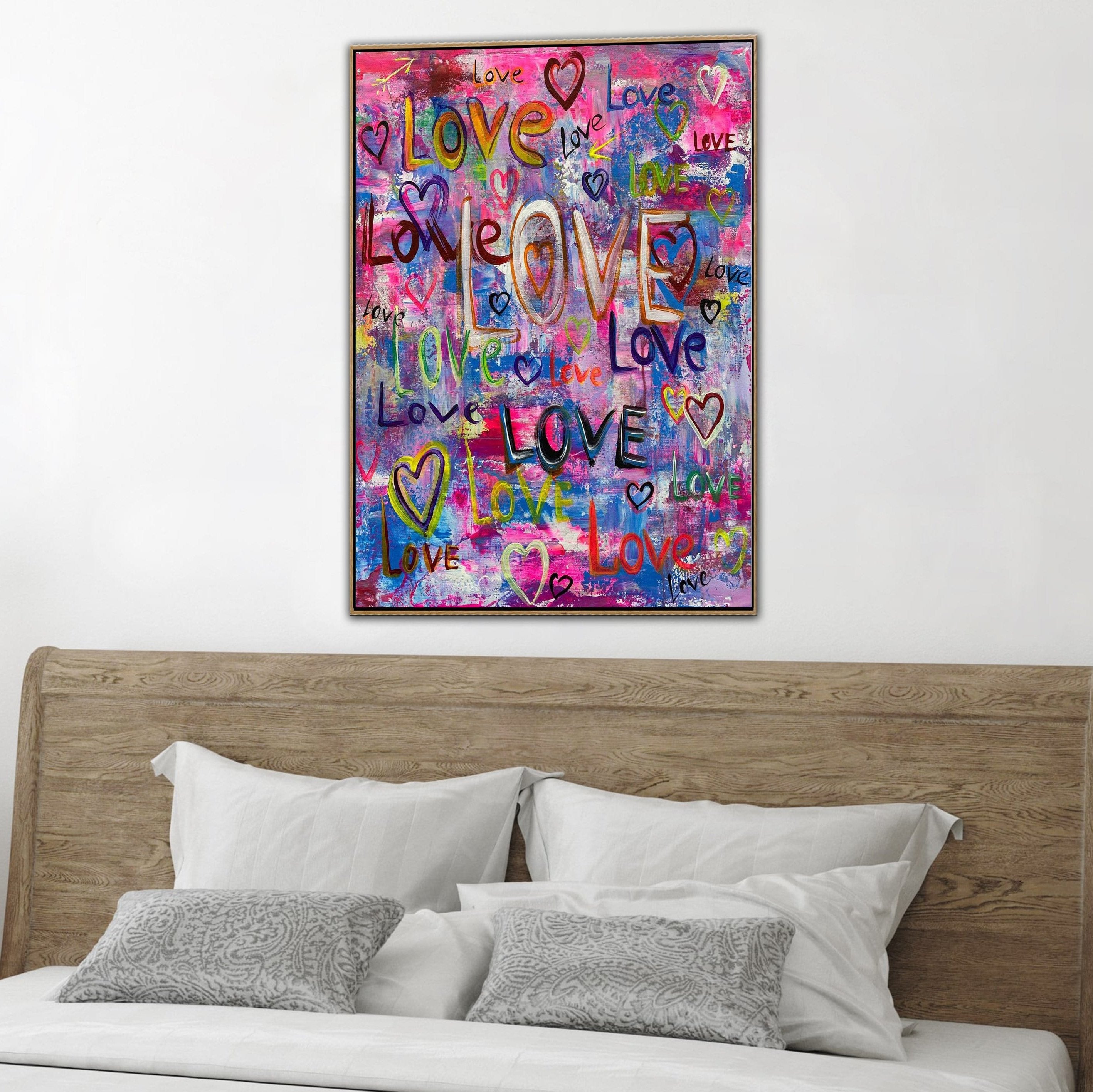 Large Original Acrylic  Abstract Hearts Painting Canvas Artwork Love Wall Art | LOVE ART - Trend Gallery Art | Original Abstract Paintings