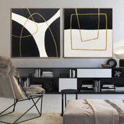 Abstract Black And White Diptych Paintings On Canvas Original Textured Fine Art Modern Wall Art Hand Painted Art | UNKNOWN POWER