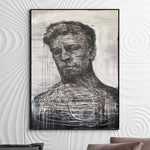 Large Abstract Grey Man Painting On Canvas Original Acrylic Human Fine Art Oil Painting Contemporary Wall Art | SHADOW