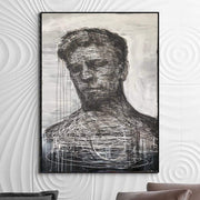 كبير مجردة رمادي رجل الرسم على قماش الاكريليك الأصلي الإنسان غرامة النفط الطلاء المعاصر جدار الفن | SHADOW