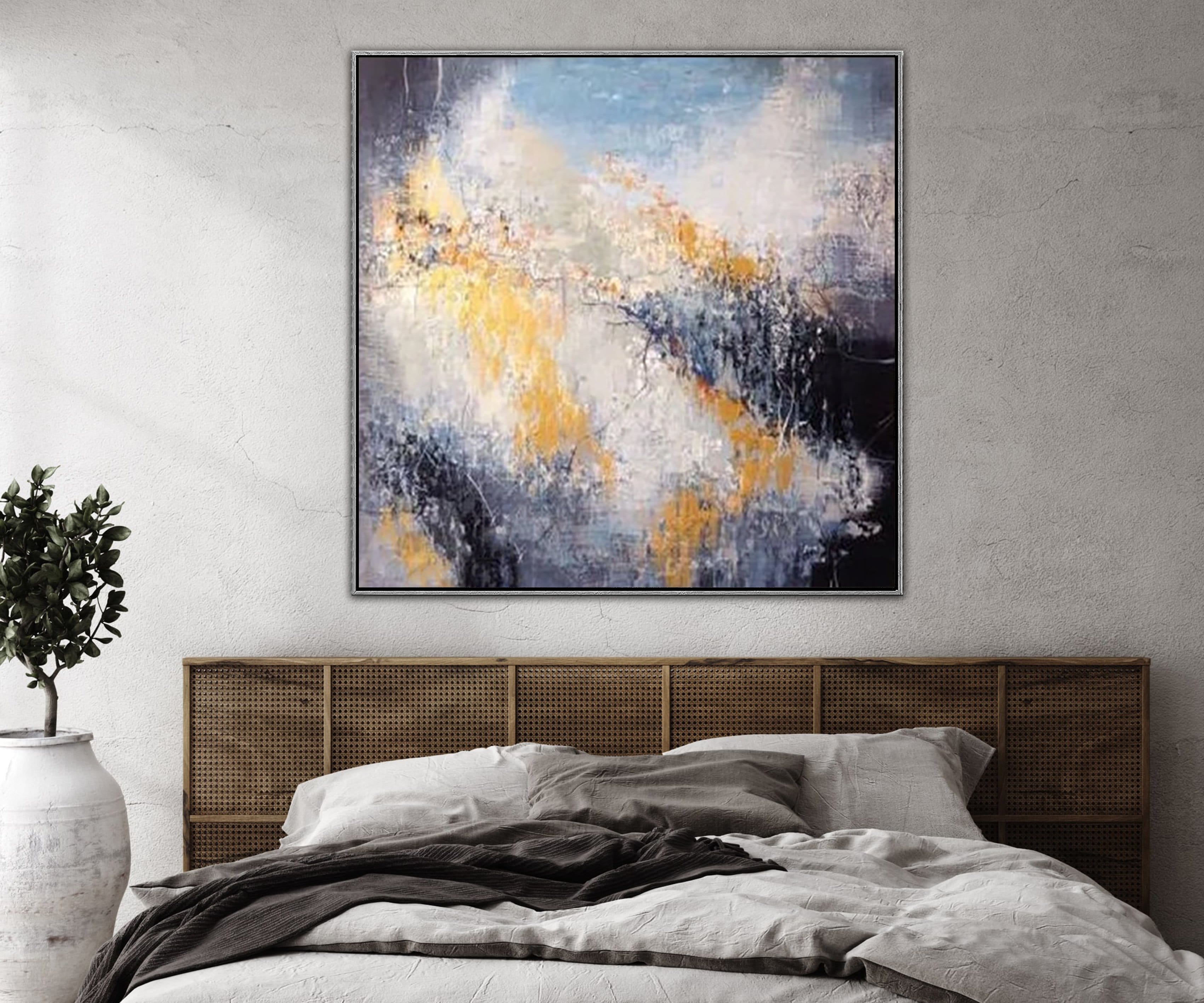 Autumn Abstract Painting Gold and White Art | AUTUMN MEMORY - Trend Gallery Art | Original Abstract Paintings