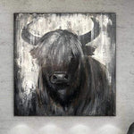 Large Abstract Bull Painting Animal Wall Art | BULL