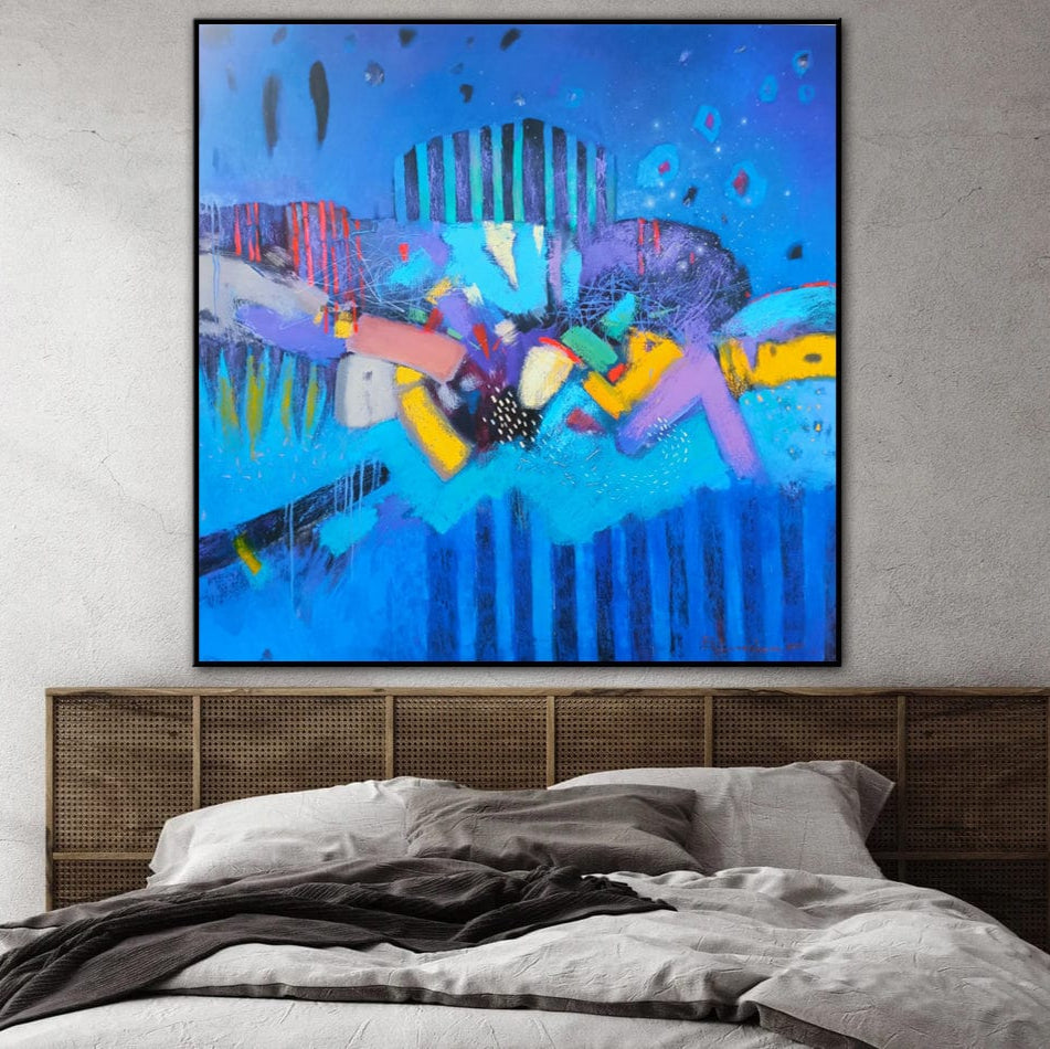 Large Blue Paintings On Canvas Abstract Graffiti Painting Original Handmade Painting Ukraine Artist | BLUE GRAFFITI - Trend Gallery Art | Original Abstract Paintings