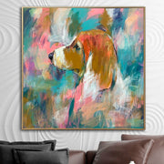 Original Abstract Dog Paintings On Canvas Colorful Beagle Painting Acrylic Hand Painted Artwork Modern Fine Art | BRITISH FORTITUDE