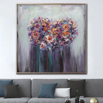 لوحة قلب زهرة ملونة أصلية كبيرة إضافية مجردة الحب فن الرسم بالزهور على قماش أعمال فنية زيتية حديثة| FLORAL LOVE