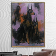 مجردة الكلب اللوحة دوبيرمان عمل فني جدا بيري قماش الفن الحرس الكلب اللوحة مرسومة باليد الفن المعاصر جدار الفن الفاخرة اللوحة | DOBERMANS
