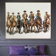 Large Original Wild West Cowboys Oil Painting Horses Painting Western Texas Landscape Canvas Impasto Painting American Prairie Art | COWBOY'S WALK