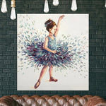 لوحة راقصة الباليه الكبيرة لوحة زيتية لطفلة صغيرة فن حديث تجريدي| DEBUT