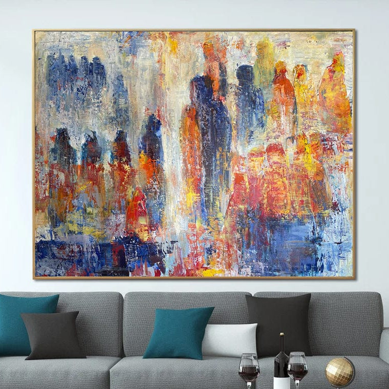 Large Original Abstract Colorful Painting On Canvas Abstract Figurative Art Textured Oil Painting Expressionist People Art Handmade Painting | CROWD - Trend Gallery Art | Original Abstract Paintings